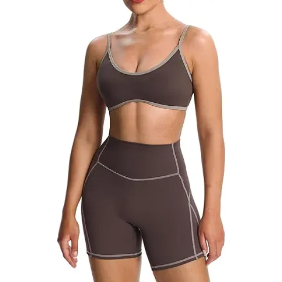 Aoxjox 女士撞色运动文胸，Lexi 衬垫吊带运动瑜伽背心