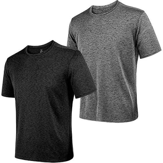 2件装和5件装男士运动T恤，圆领透气速干短袖，轻便健身T恤，适合运动跑步休闲穿着