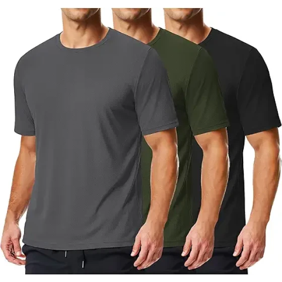 COOFANDY 男士运动短袖T恤三件装 - 速干吸湿运动衫，适合跑步、健身、休闲穿着