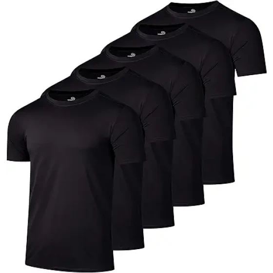 Real Essentials 5 件装：男士短袖速干 T 恤 – 吸湿排汗运动健身休闲 T 恤