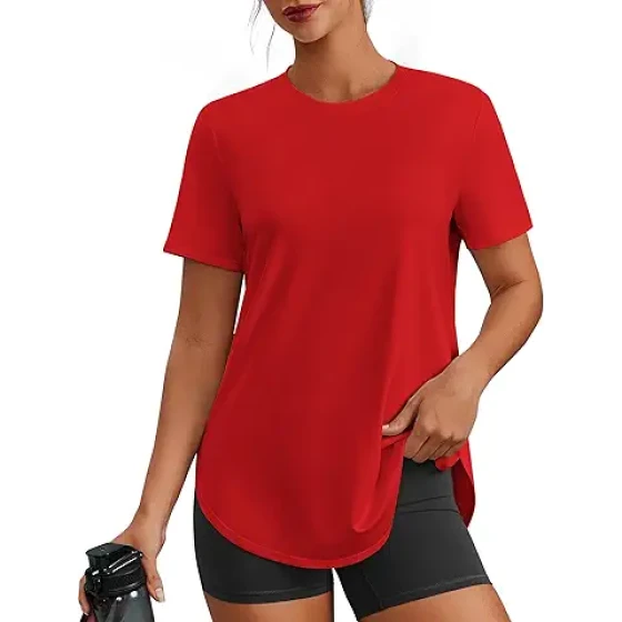 PINSPARK 女士短袖运动上衣，UPF 50+ 防晒速干跑步服，适合健身、徒步等运动，尺码 S-3XL