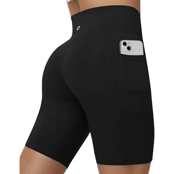Moozava 无前缝女士骑行运动短裤 8"/5"/3" 高腰收腹弹力短裤 健身瑜伽跑步 带口袋