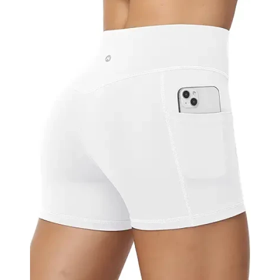 Moozava 无前缝女士骑行运动短裤 8"/5"/3" 高腰收腹弹力短裤 健身瑜伽跑步 带口袋