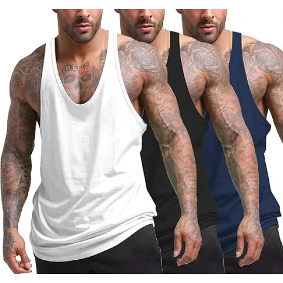 COOFANDY 男士 3 件装背心 健身运动背心 Y 字背无袖肌肉健身健美背心