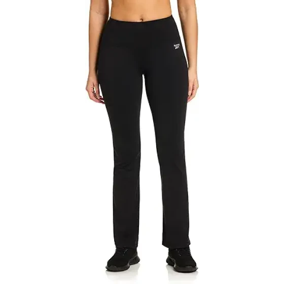 锐步 (Reebok) 女款 Lean Vector 高腰运动裤，标准版型，内缝长 31 英寸，轻盈弹力聚酯互锁面料