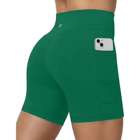 Moozava 无前缝女士骑行运动短裤 8"/5"/3" 高腰收腹弹力短裤 健身瑜伽跑步 带口袋