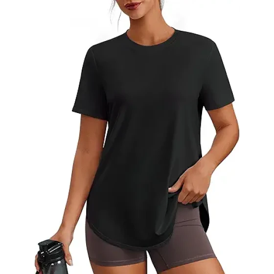 PINSPARK 女士短袖运动上衣，UPF 50+ 防晒速干跑步服，适合健身、徒步等运动，尺码 S-3XL