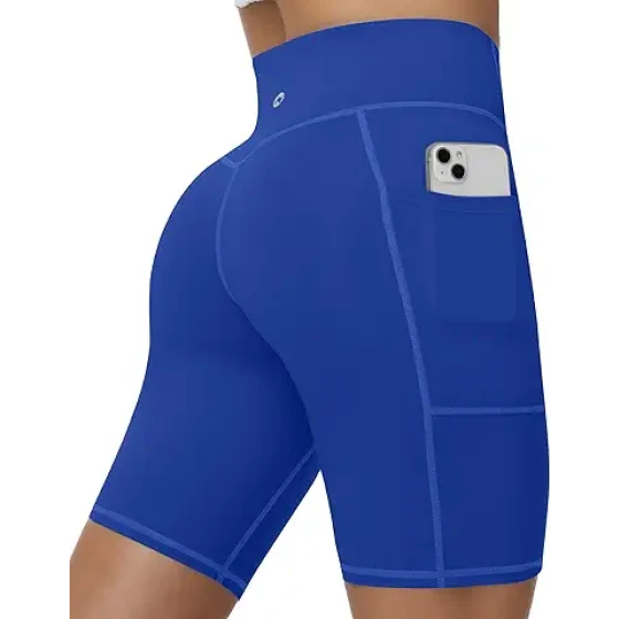 Moozava 无前缝女士骑行运动短裤 8"/5"/3" 高腰收腹弹力短裤 健身瑜伽跑步 带口袋