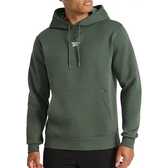 Reebok 男士 Finisher 连帽衫，标准版型，中等厚度棉涤混纺抓绒面料