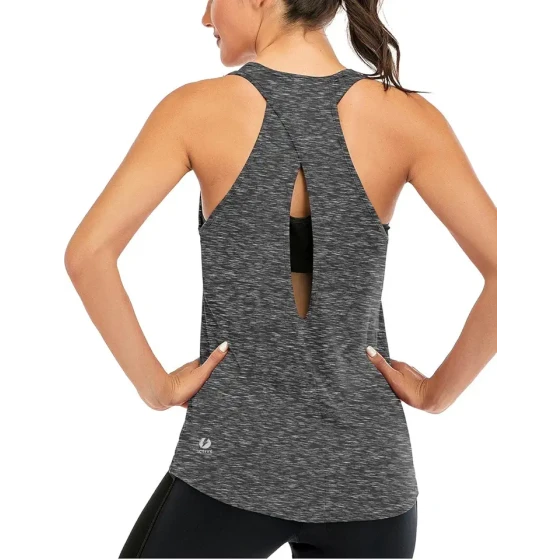 ICTIVE 女士交叉露背运动上衣，女士赛车背心，露背跑步肌肉背心，瑜伽衫