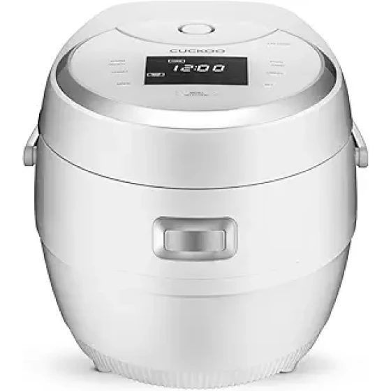 CUCKOO 微电脑电饭煲，10 杯生米/20 杯熟米容量，不粘内胆，大容量电饭煲，16 种菜单选项，模糊逻辑技术，自动清洁模式，液晶显示屏，白色