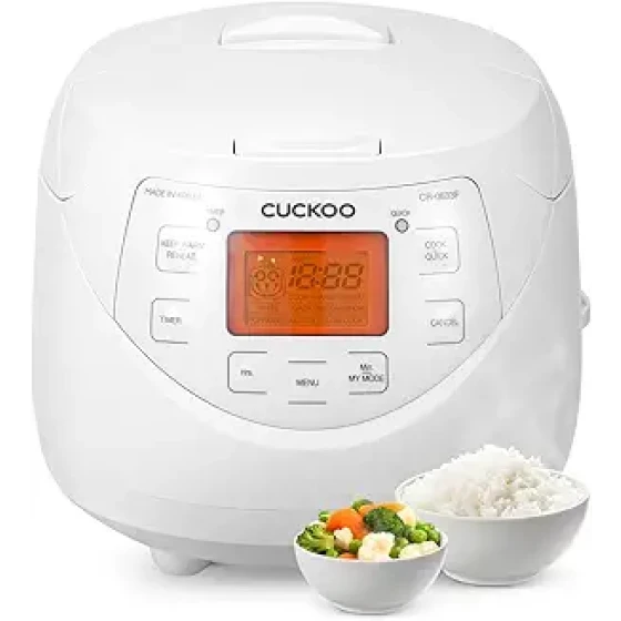 CUCKOO 微电脑电饭煲，6 杯生米/12 杯熟米，韩国模糊逻辑电饭煲，带延时定时和保温功能，多功能蒸锅，不粘内胆，白色