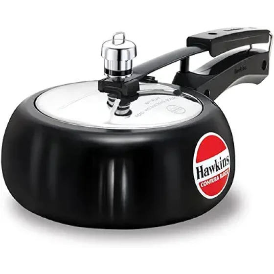 Hawkins 2升 Contura 黑色压力锅，硬质阳极氧化内盖，手提锅，小型压力锅，黑色