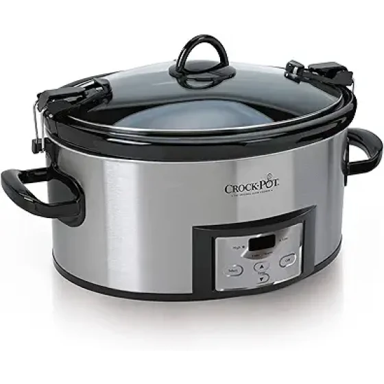 Crock-Pot 6夸脱可编程慢炖锅，带数字定时器，不锈钢材质 (CPSCVC60LL-S)，1个装