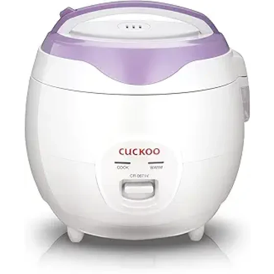 CUCKOO 基础款电饭煲，6 杯生米/12 杯熟米，多功能电饭煲，不粘内胆，易于使用，自动保温，白色/紫色 (CR-0671V)