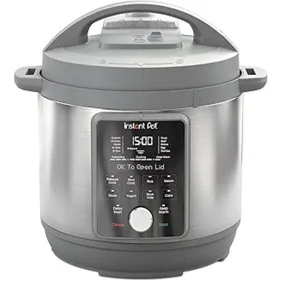 Instant Pot 8夸脱超静音9合1多功能电压力锅，集慢炖饭、蒸煮、煎炒、酸奶制作、保温等功能于一体…… Instant Pot 8夸脱静音9合1多功能电压力锅，集慢炖饭、蒸煮、煎炒、酸奶制作、保温和消毒功能于一体，配备超过800道食谱的应用程序，不锈钢材质，Duo Plus