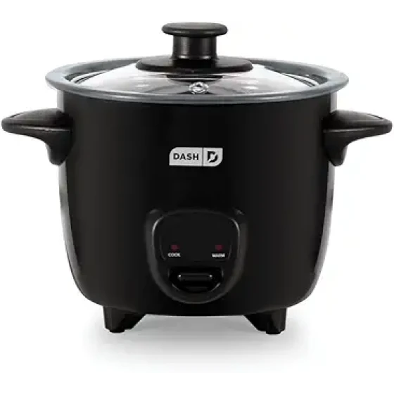 Dash迷你陶瓷电饭煲 - 专为单人份烹饪而设计 - 小巧紧凑的电饭煲，配备不粘可拆卸内胆、保温功能和易于清洁的时尚外观 - 黑色陶瓷