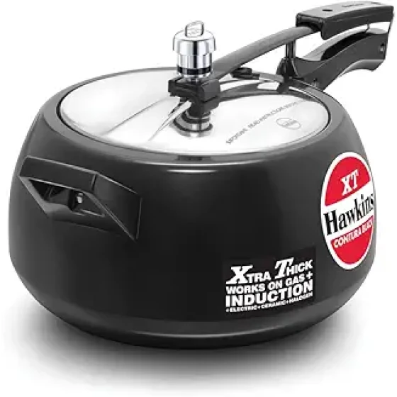 Hawkins Contura 硬质阳极氧化电磁炉适用加厚底压力锅，黑色，5升