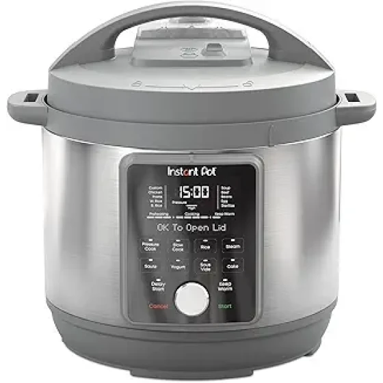 Instant Pot 电压力锅，6夸脱超静音9合1多功能电压力锅，集慢煮饭、煎炒、酸奶制作、保温和消毒功能于一体，附赠包含800多种食谱的免费应用程序，不锈钢材质