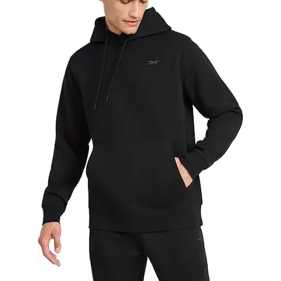 锐步男士抓绒连帽衫，标准版型，中等厚度棉涤混纺面料