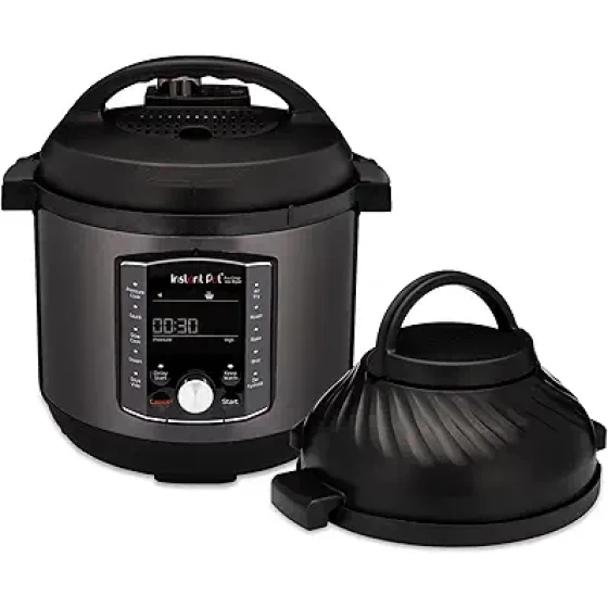 Instant Pot Pro Crisp 11合1空气炸锅和电压力锅组合，配备多功能锅盖，可进行空气炸、蒸煮、慢炖、煎炒、脱水等多种烹饪方式，附赠包含800多种食谱的免费应用程序，容量8夸脱。