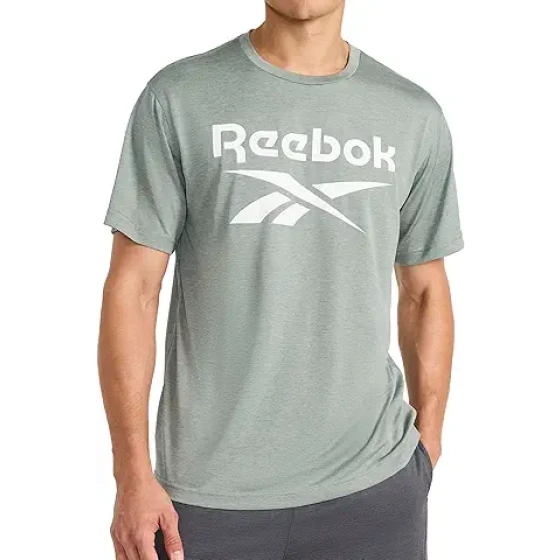 锐步男士拜伦短袖圆领T恤，标准版型，轻盈聚酯纤维面料