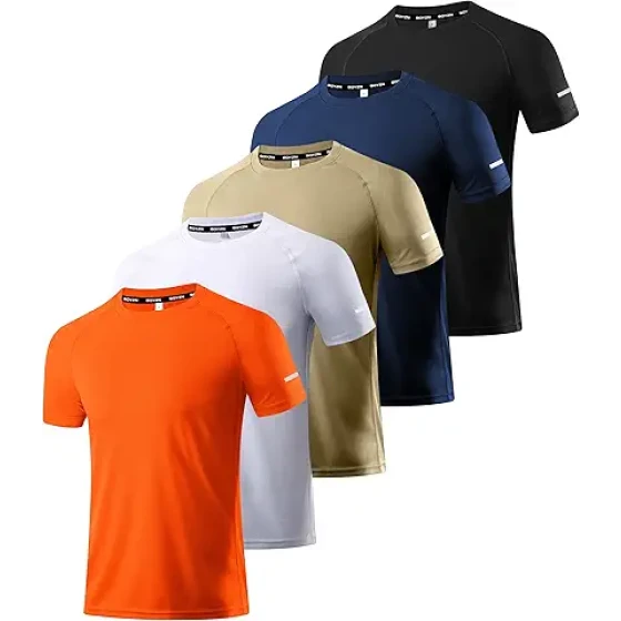 Boyzn 男士运动跑步T恤，1件装、3件装、5件装或7件装，速干吸湿排汗T恤，健身房运动短袖T恤