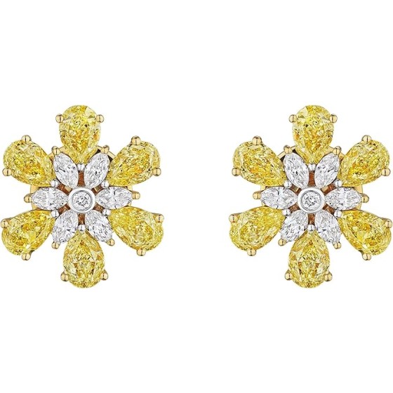 列维耶夫 阳光绽放耳环 14K 白金钻石耳环