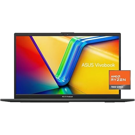 华硕 Vivobook Go 15.6 英寸 FHD 超薄笔记本电脑，AMD Ryzen 3 7320U 四核处理器，8GB DDR5 内存，128GB 固态硬盘，Windows 11 家庭版，快速充电，摄像头遮罩，军规级耐