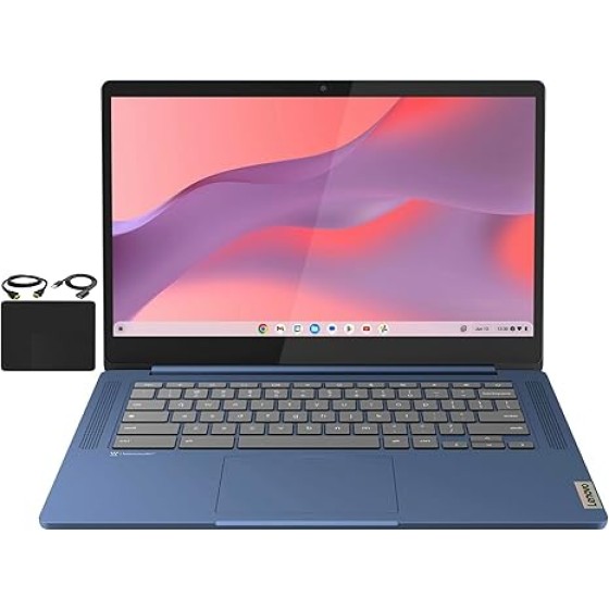 联想旗舰级 Chromebook，14 英寸 FHD 触控屏超薄轻巧笔记本电脑，搭载联发科 Kompanio 520 八核处理器、4GB 内存、64GB eMMC 存储、WiFi 6 和 Chrome OS 系统