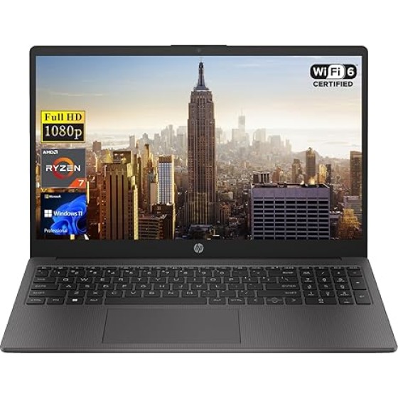 HP 255 G10 15.6英寸全高清商务笔记本电脑，AMD Ryzen 7 7730U处理器，32GB内存，1TB PCIe固态硬盘，数字小键盘，网络摄像头，Wi-Fi 6，HDMI接口，Windows 11专业版