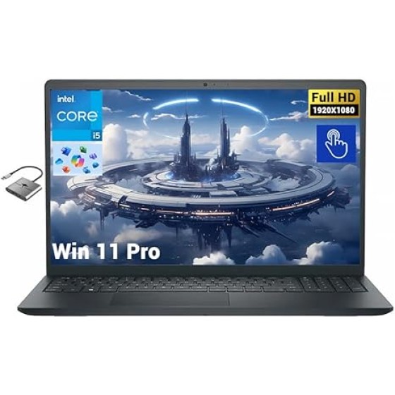 戴尔 15 笔记本电脑，15.6 英寸 FHD 触控屏，英特尔 10 核 i5-1334U 处理器，32GB 内存，1TB 固态硬盘，英特尔 UHD 显卡，预装 Windows 11 专业版，黑色