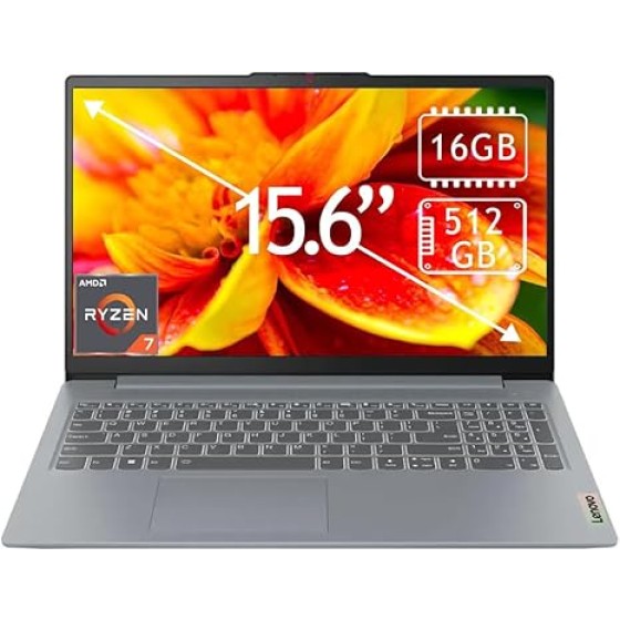 联想 IdeaPad Slim 3 15.6 英寸全高清触控笔记本电脑 – AMD Ryzen 7 5825U 处理器，16GB 内存，512GB 固态硬盘，北极灰